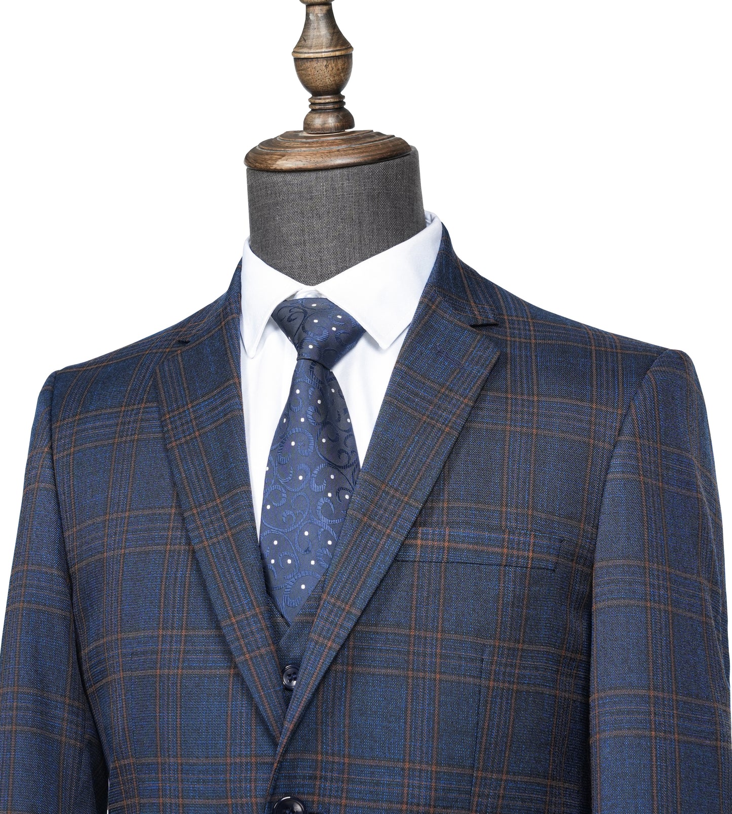 Navy Crest Plaid Suit