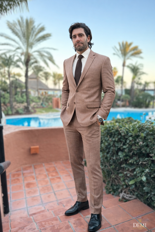 Tan Brown Slim Fit Suit