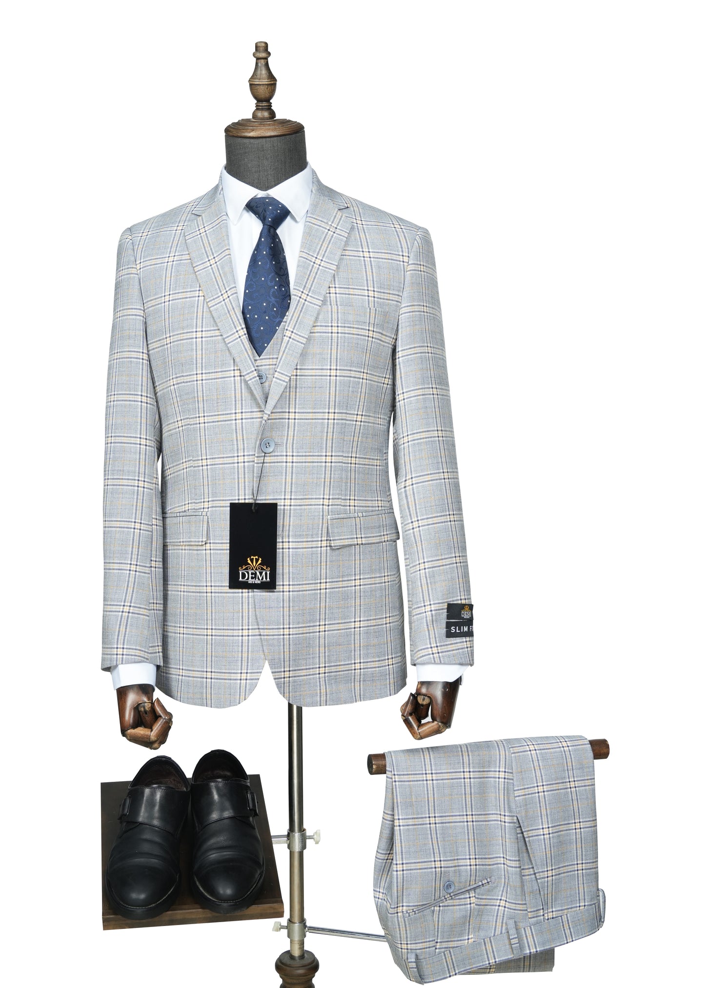 Silver Grid Check Suit