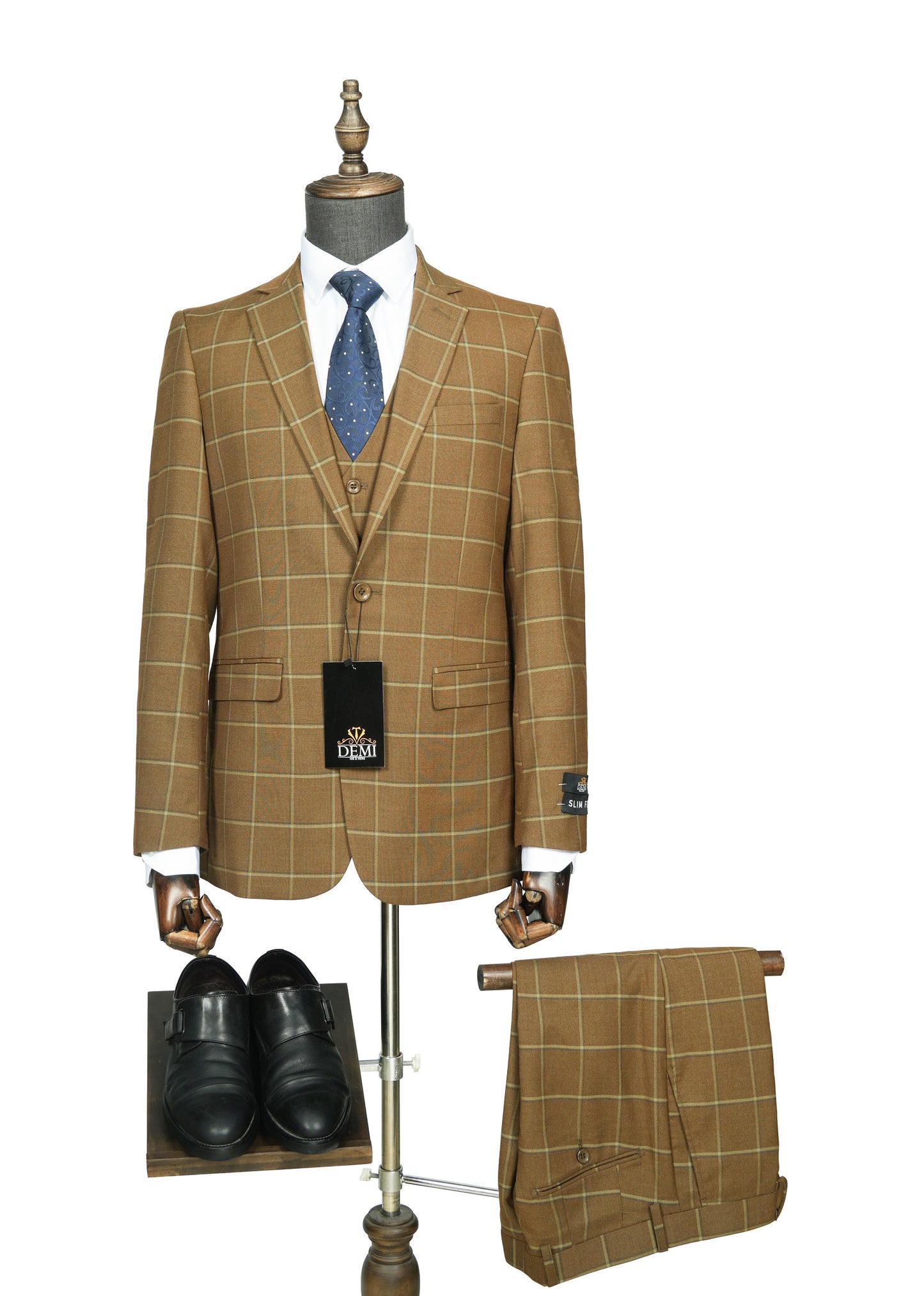 Classic Camel Plaid 3pc-Slim Fit