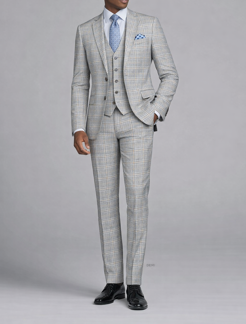 Silver Grid Check Suit