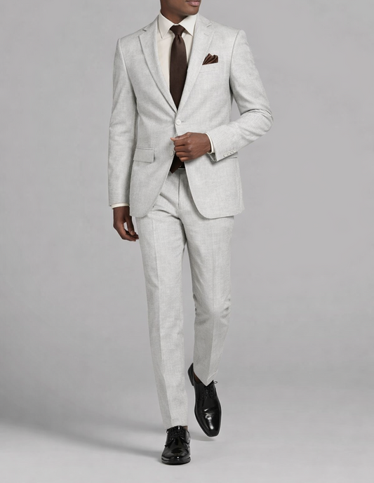 Light Grey Textured Slim Fit