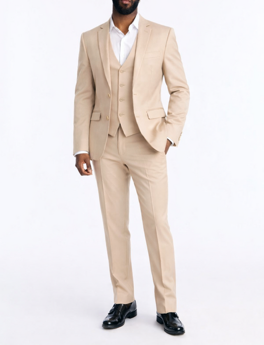 Beige Slim Fit Suit