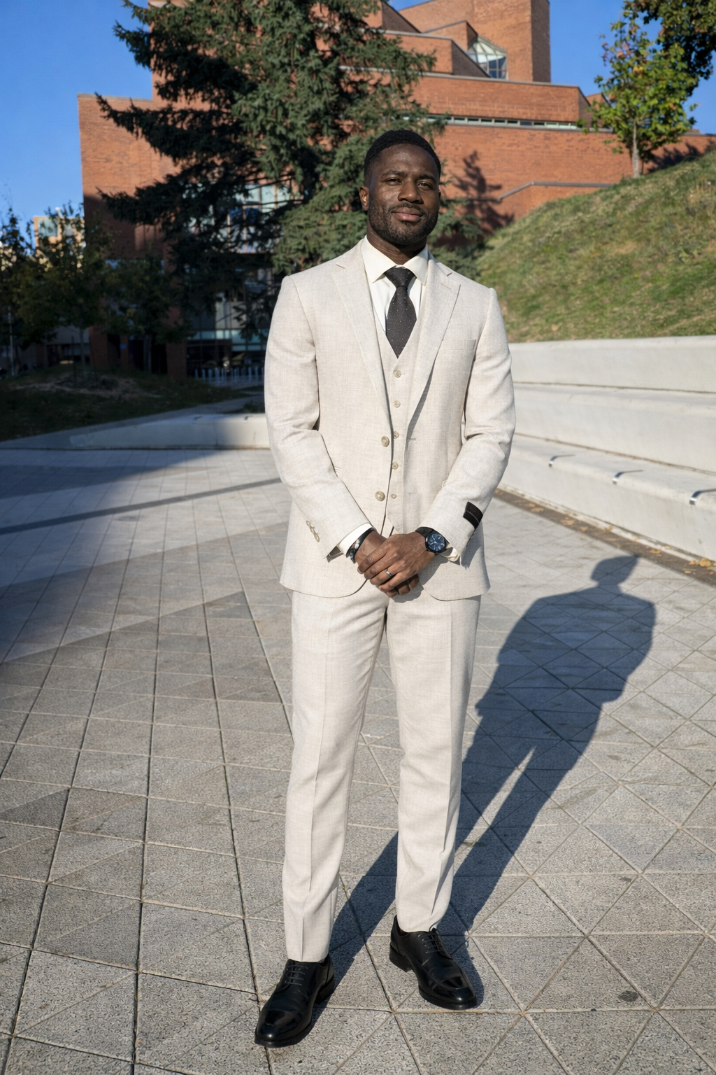 Light Grey Textured Slim Fit